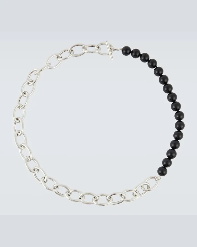 Jil Sander Halskette aus Sterlingsilber mit Zierperlen Silber