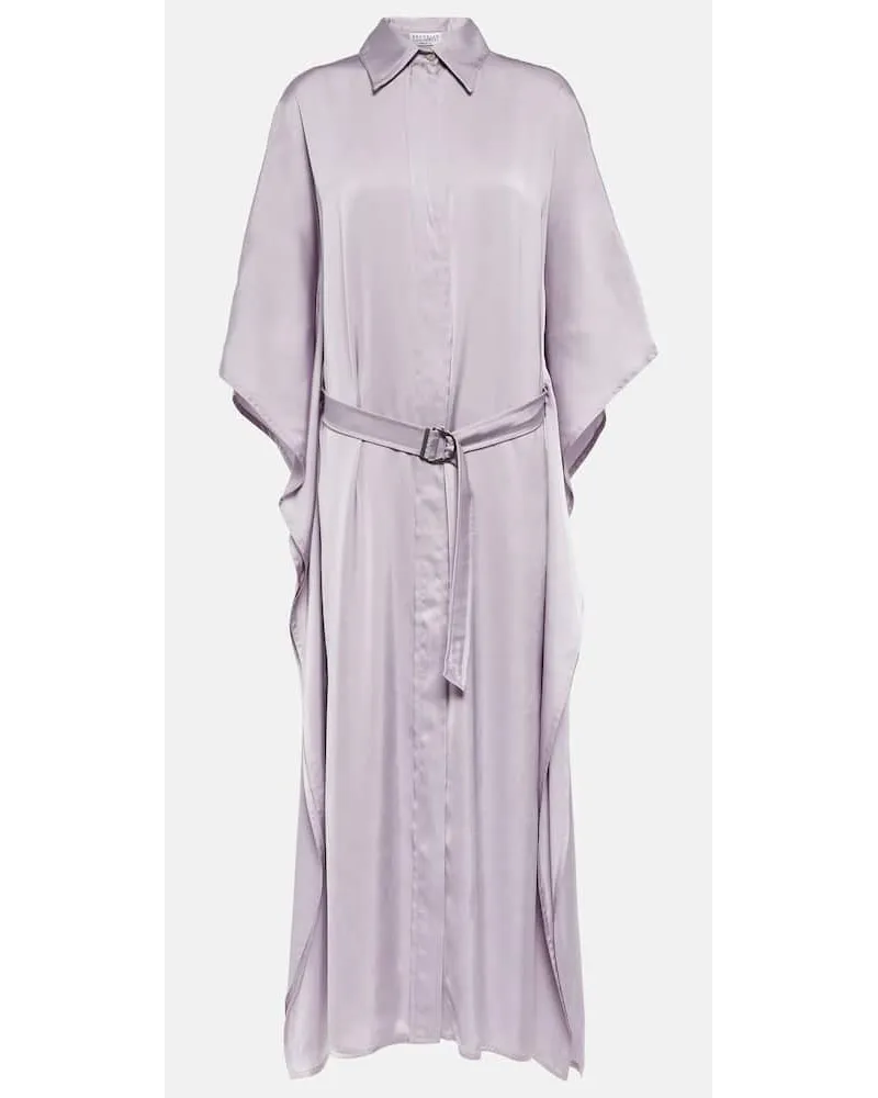 Brunello Cucinelli Hemdblusenkleid aus Satin Lila