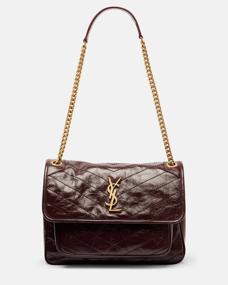 Saint Laurent Schultertasche Niki Medium aus Leder Burgund