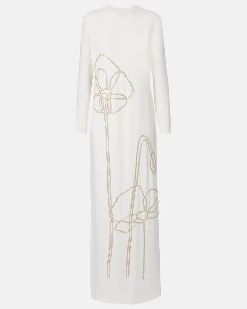 COSTARELLOS Robe Zarie aus Crêpe mit Kristallen Weiß