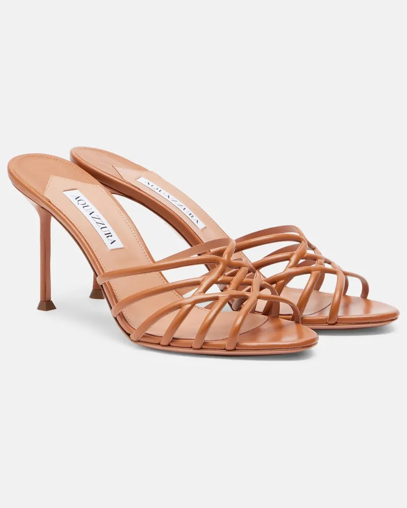 Aquazzura Pantoletten Wild Dream aus Leder Beige