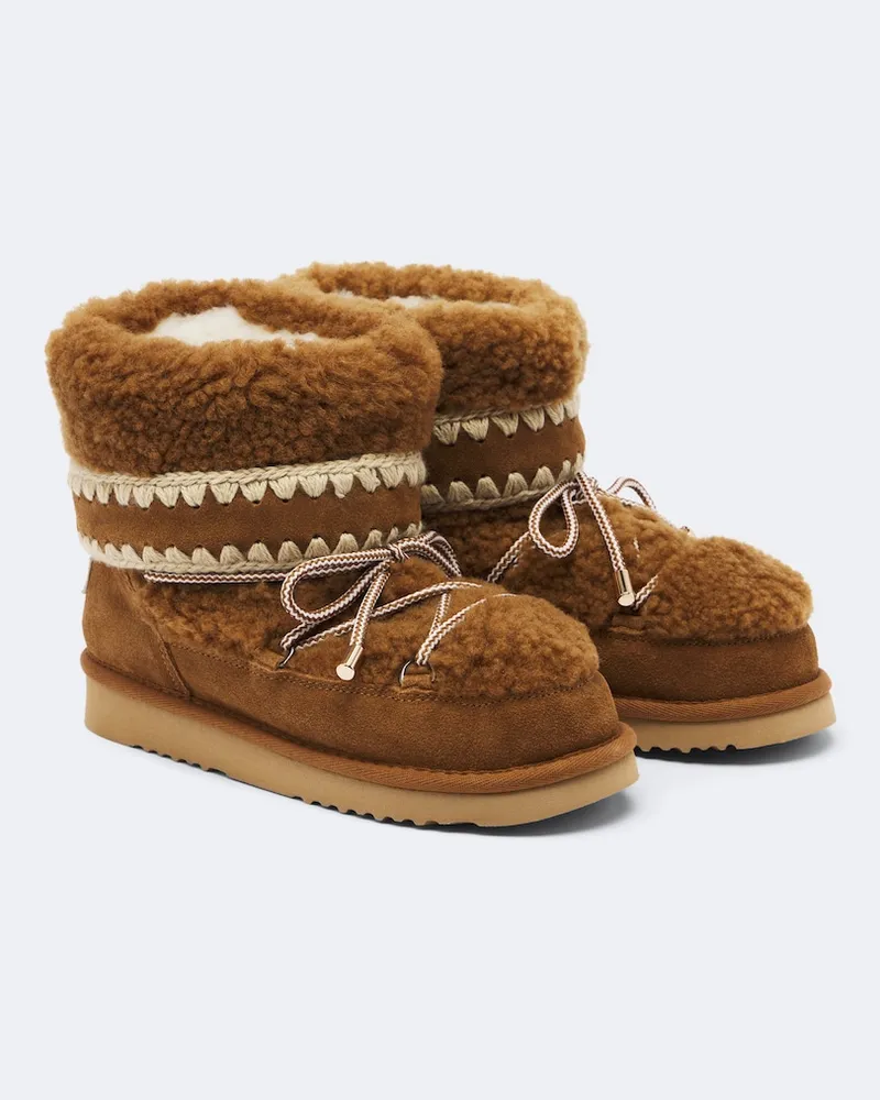 Mou Ankle Boots 18 aus Shearling mit Veloursleder Braun