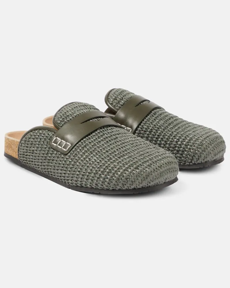 J.W.Anderson Slippers Tess aus Raffiabast mit Leder Beige