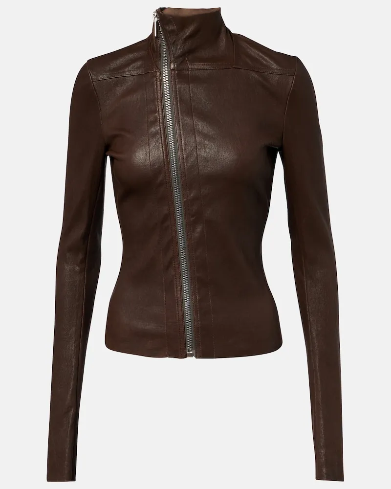 Rick Owens Jacke Gary aus Leder und Baumwolle Braun