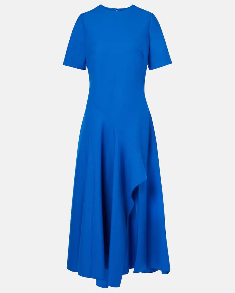 Oscar de la Renta Midikleid aus einem Wollgemisch Blau