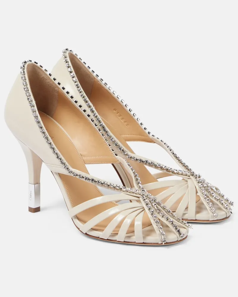 Chloé Chloé Pumps Leonie aus Leder mit Kristallen Weiß