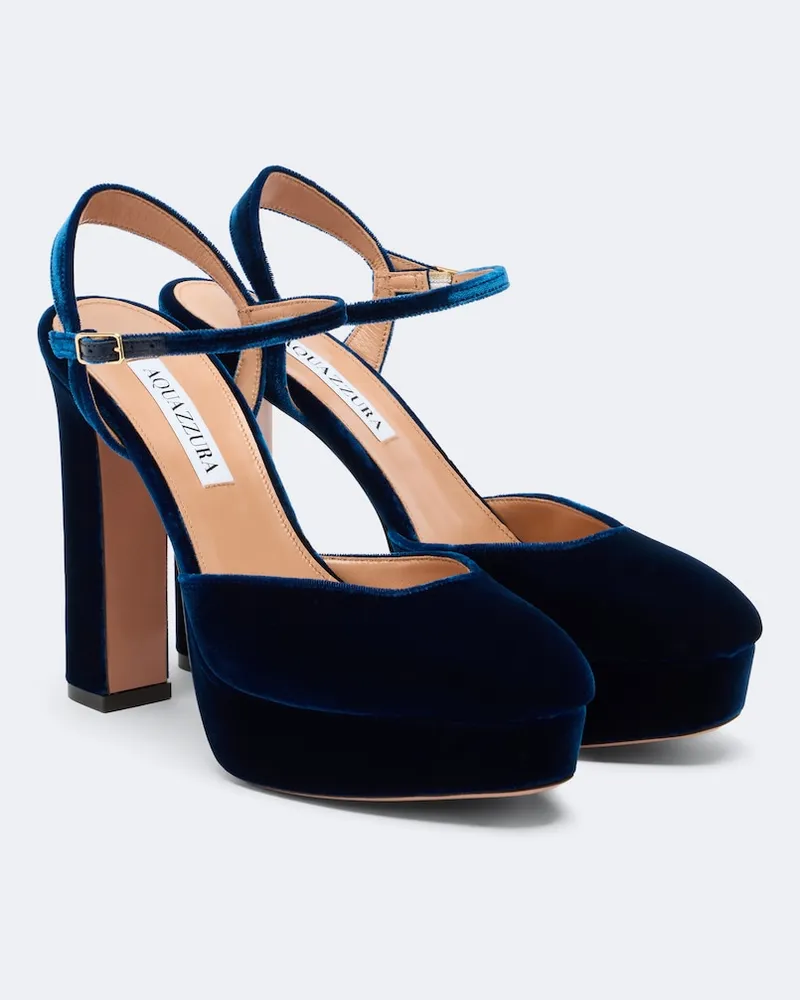 Aquazzura Plateau-Pumps Amira aus Samt Blau