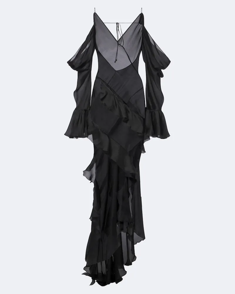 Roberto Cavalli Robe aus Seide Schwarz