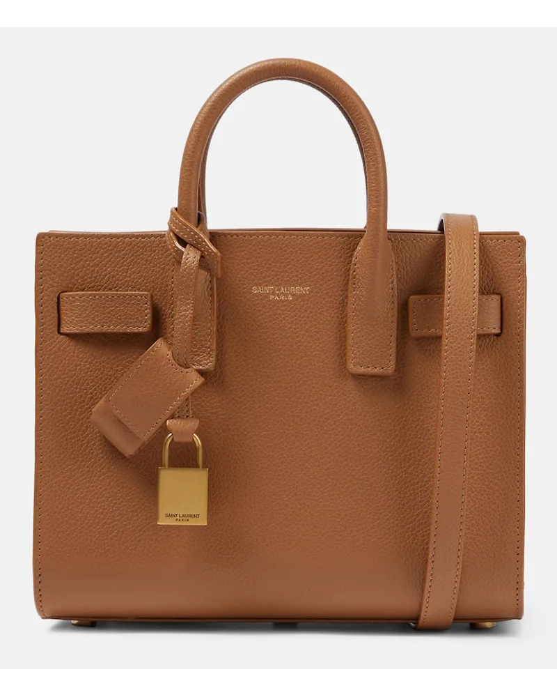 Saint Laurent Tote Sac De Jour Nano aus Leder Braun