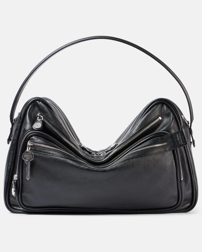 Acne Studios Schultertasche Camero Large aus Leder Schwarz