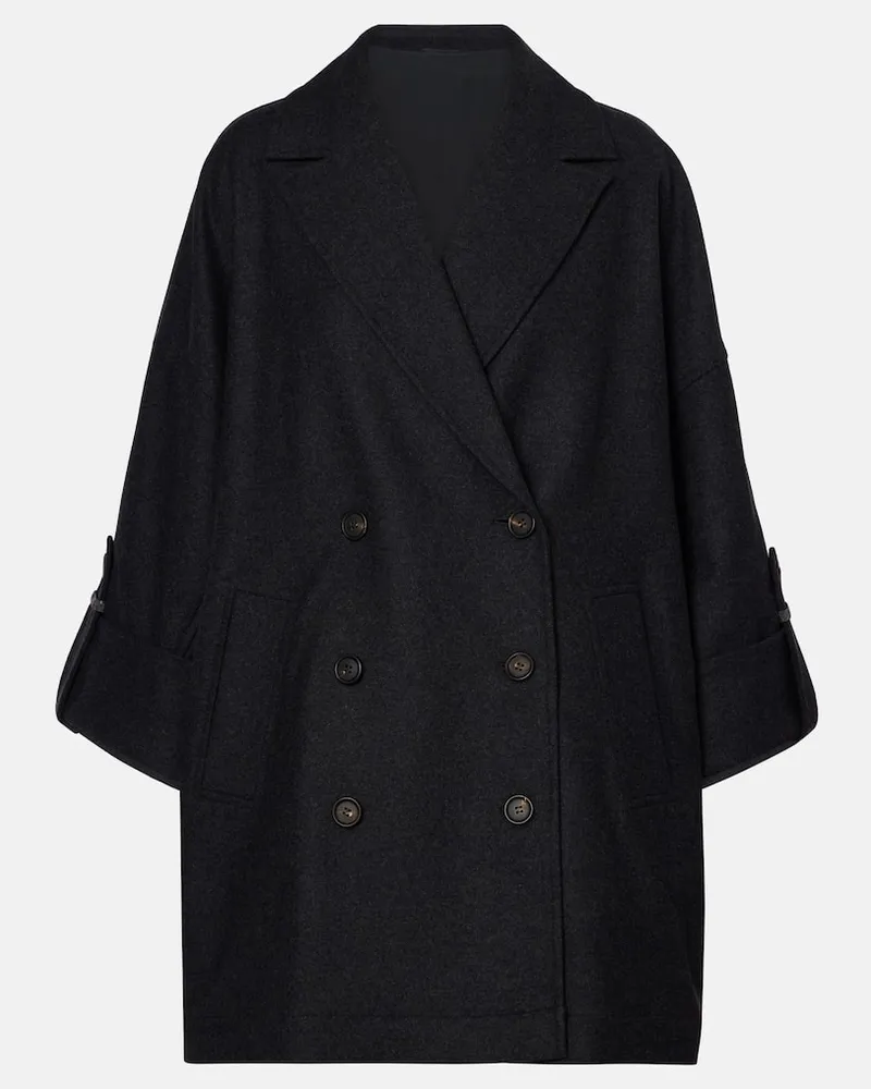 Brunello Cucinelli Oversize-Jacke aus Wolle Grau