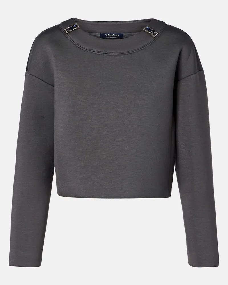 Max Mara Verziertes Sweatshirt aus Jersey Grau