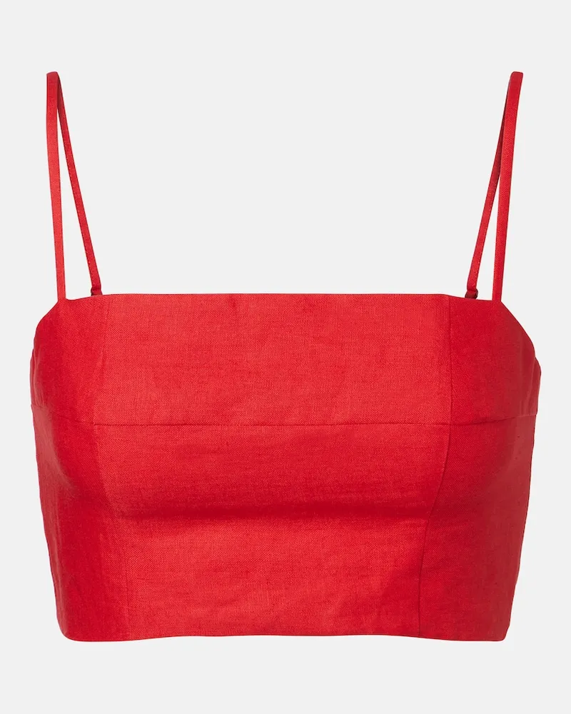 STAUD Cropped-Top Federico aus Leinen Rot