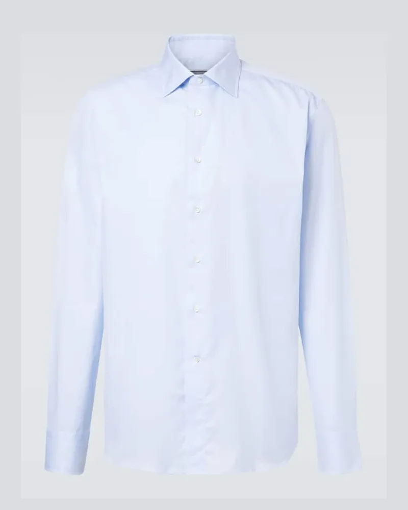 Canali Hemd aus Baumwollpopeline Blau
