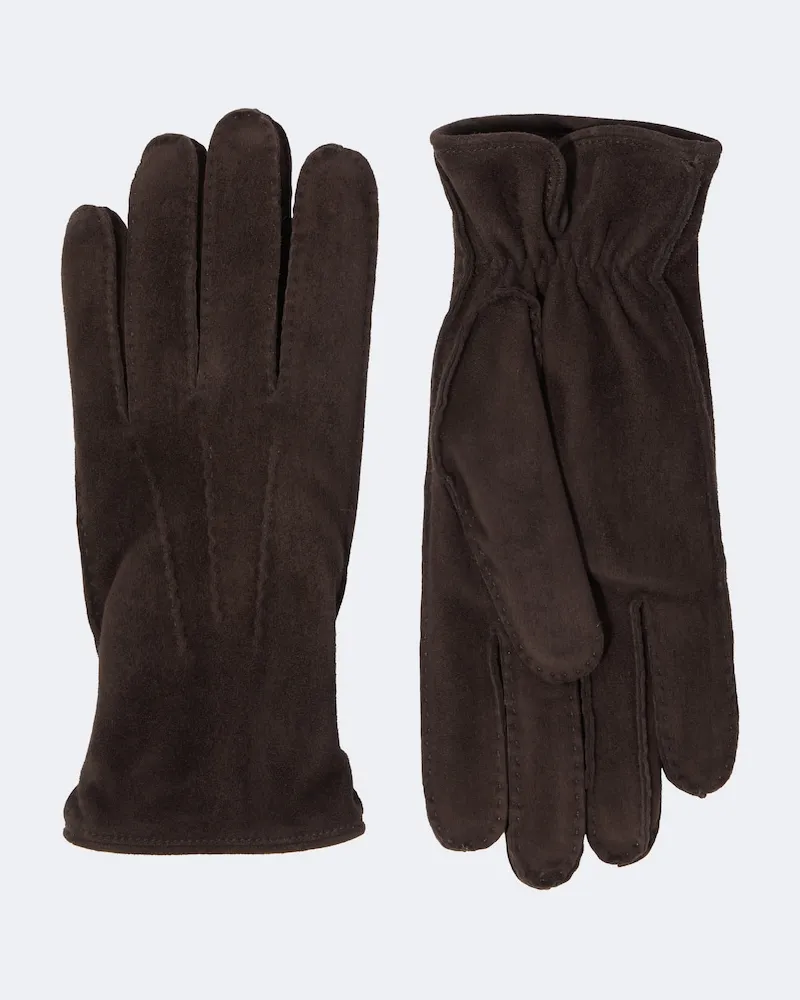 Thom Sweeney Handschuhe aus Veloursleder und Kaschmir Braun