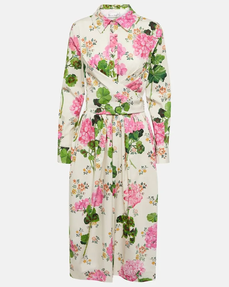 Oscar de la Renta Hemdblusenkleid aus einem Baumwollgemisch Weiß