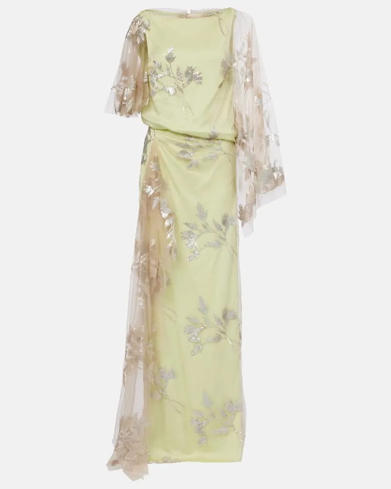 Erdem Robe aus Cady und Tüll mit Pailletten Grün