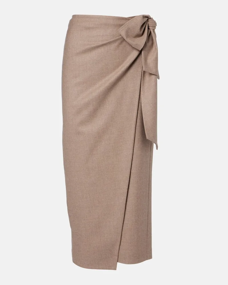 Max Mara Wickelrock Bingo aus einem Kaschmirgemisch Beige