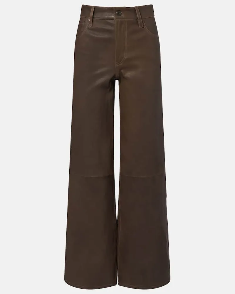 Frame Denim Weite Hose Le Slim Palazzo aus Leder Braun
