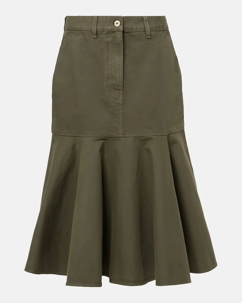 Loewe Midirock aus Baumwoll-Twill Grün