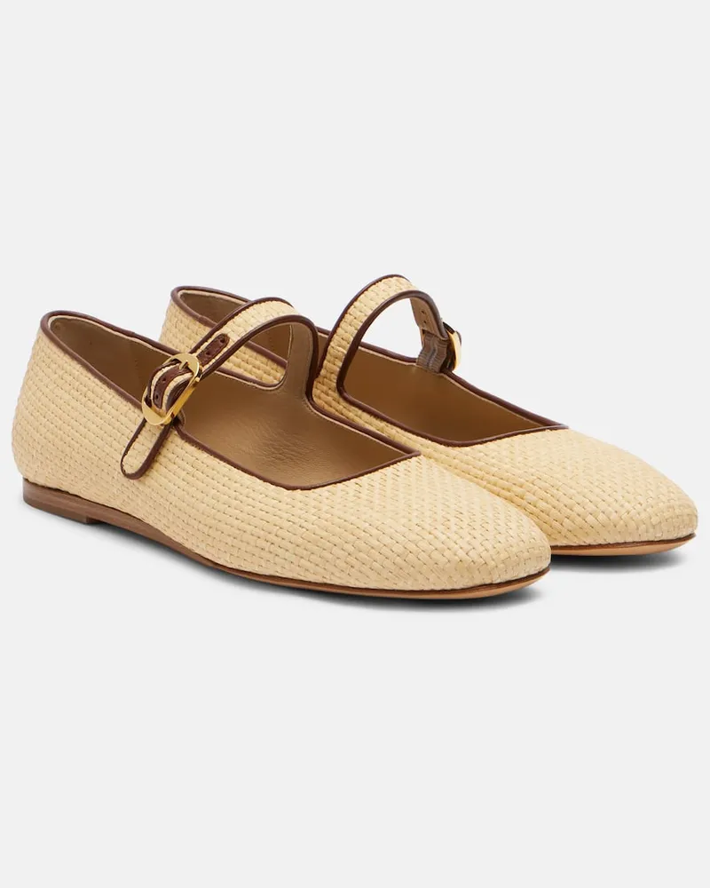 Le Monde Béryl Le Monde Béryl Mary-Jane-Ballerinas aus Raffiabast Beige