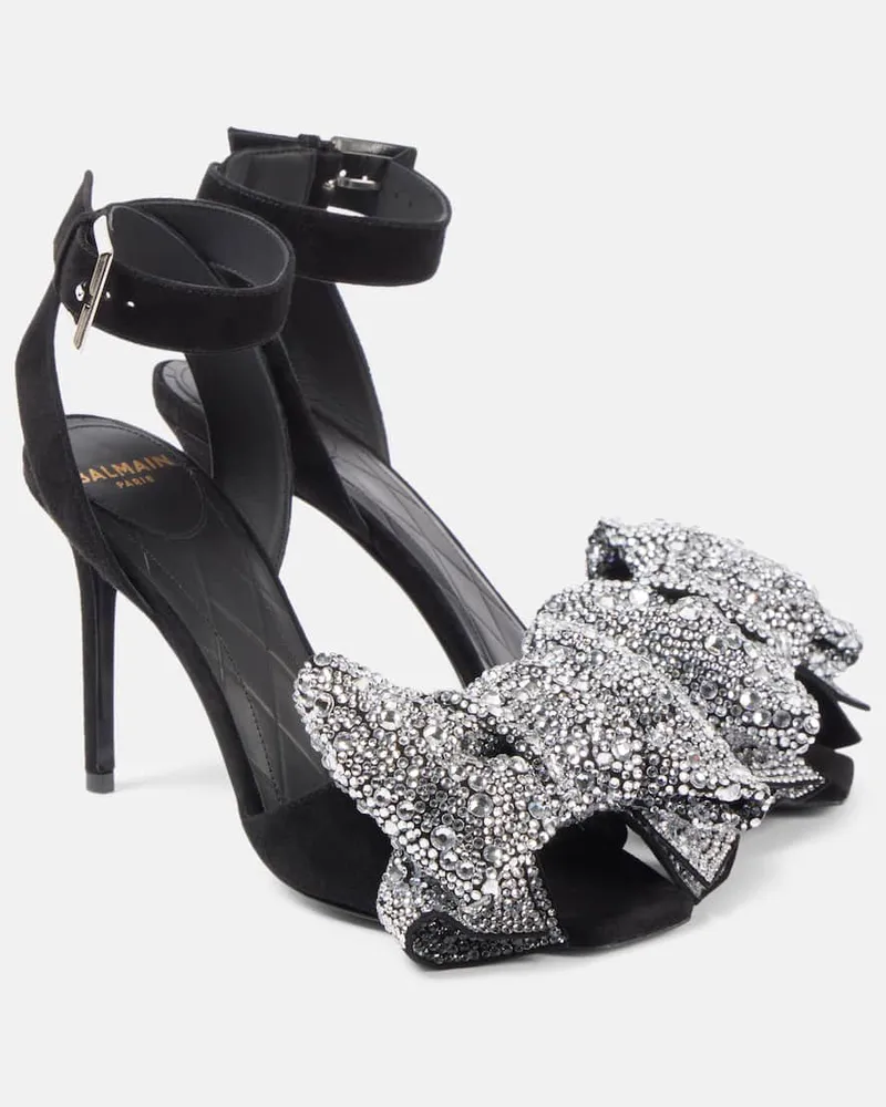 Balmain Verzierte Pumps Ruby 95 aus Veloursleder Schwarz