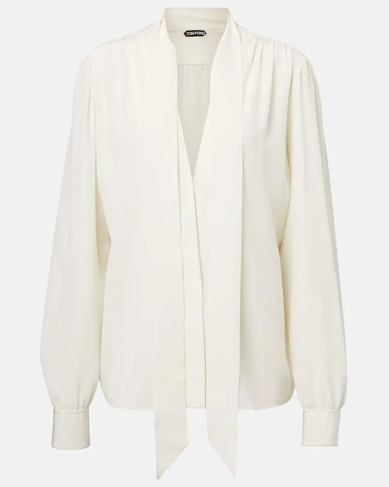Tom Ford Schluppenbluse aus Crêpe de Chine aus Seide Weiß