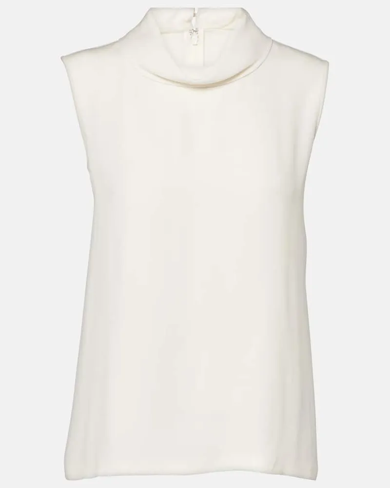 Valentino Garavani Top aus Seiden-Georgette Weiß