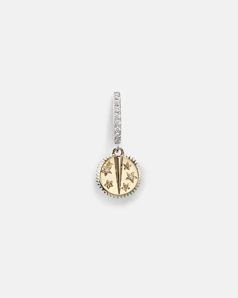 FOUNDRAE Einzelner Ohrring Resilience Mini aus 18kt Weiß- und Gelbgold mit Diamanten Gold