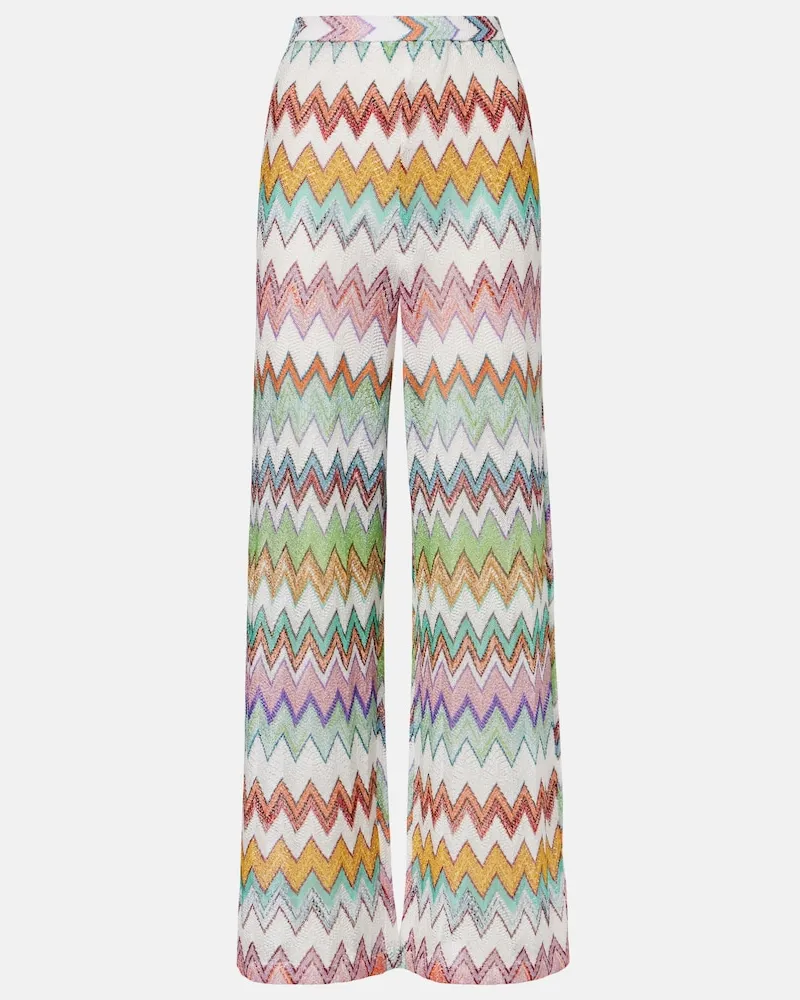 Missoni Weite Hose Zigzag aus Häkelstrick Multicolor