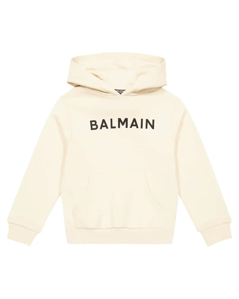 Balmain Hoodie aus Baumwoll-Jersey Beige