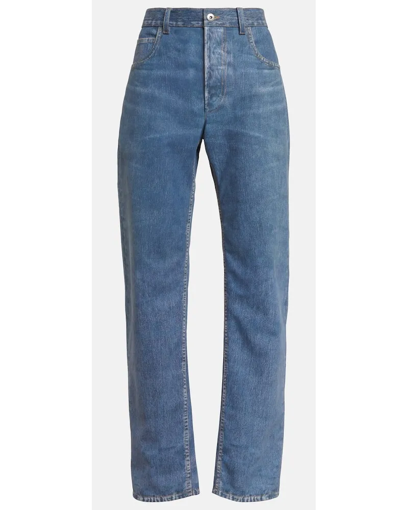 Bottega Veneta Weite Hose aus Leder Blau