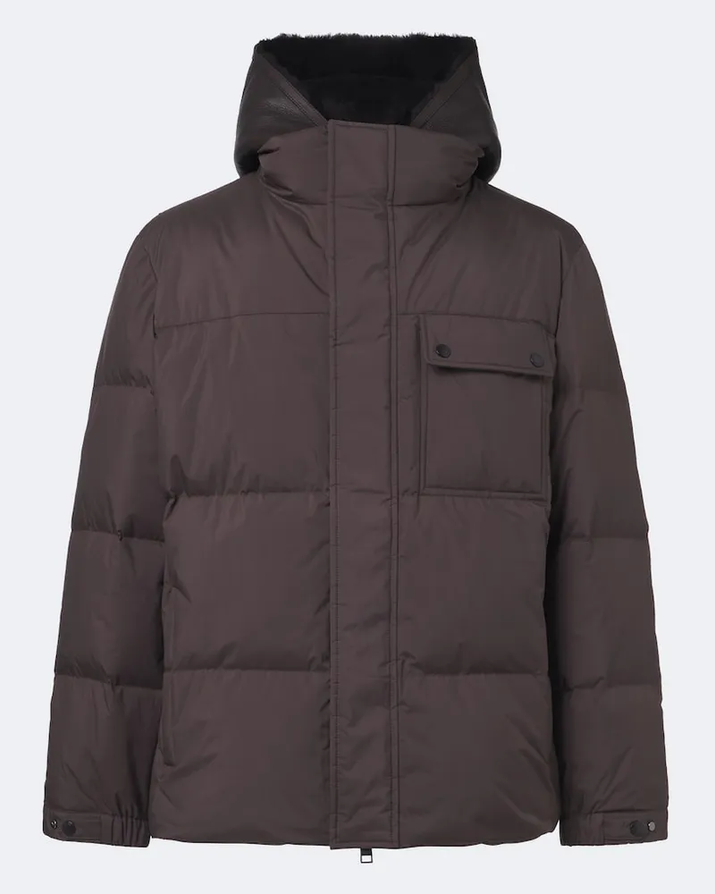 Yves Salomon Daunenjacke mit Shearling Braun