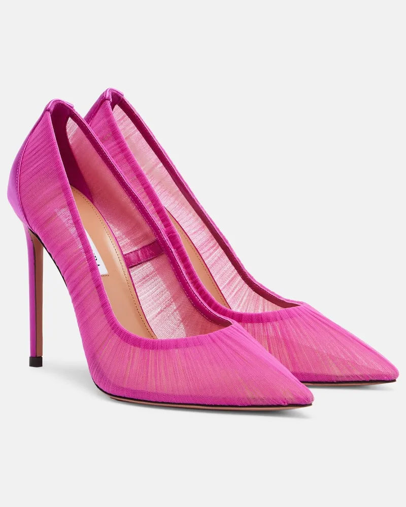 Aquazzura Pumps Voile 105 aus Tüll mit Satinbesatz Pink