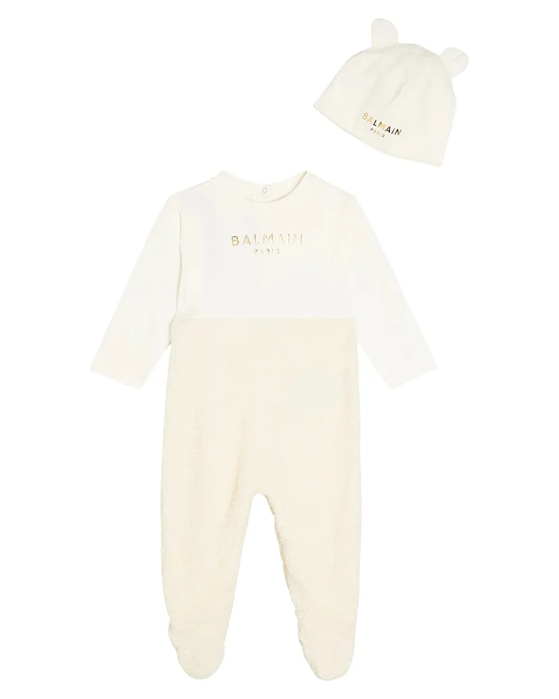 Balmain Baby Set aus Strampler und Mütze Weiß