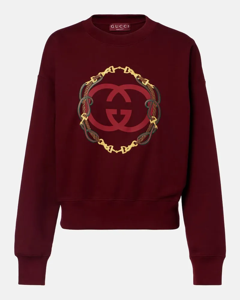 Gucci Besticktes Sweatshirt aus Baumwolle Burgunderrot