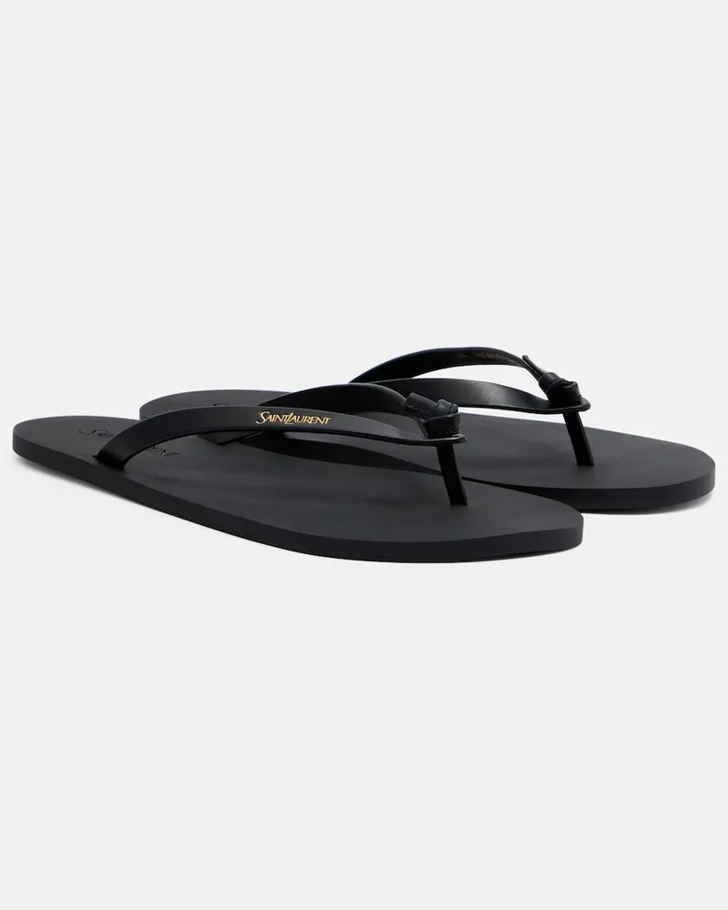 Saint Laurent Sandalen Pool aus Leder Schwarz
