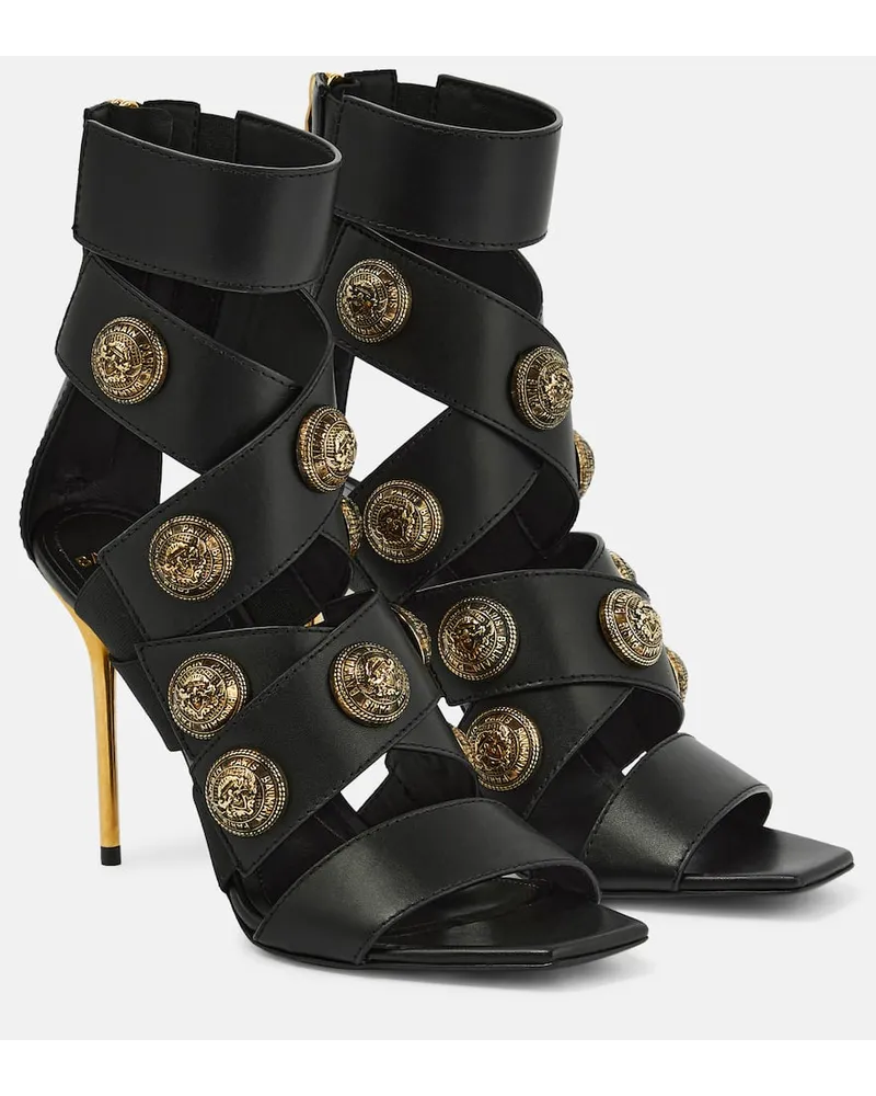 Balmain Verzierte Sandalen Alma aus Leder Schwarz