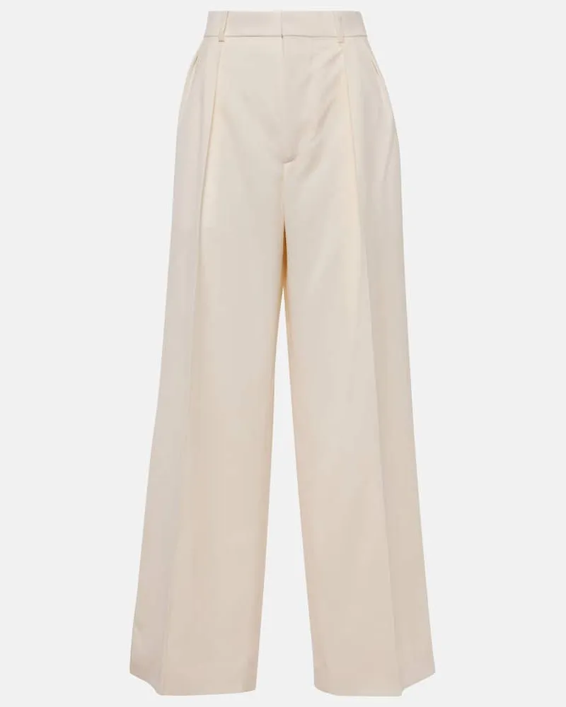 WARDROBE.NYC Weite High-Rise-Hose aus Wolle Weiß