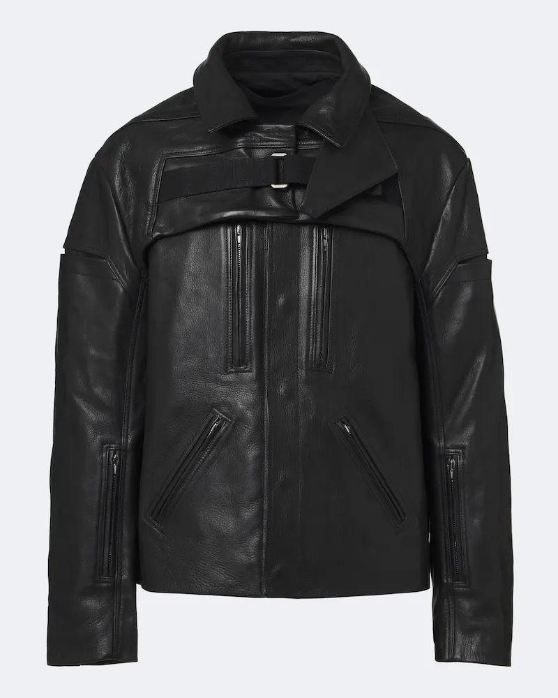 Rick Owens Lederjacke Mac Schwarz