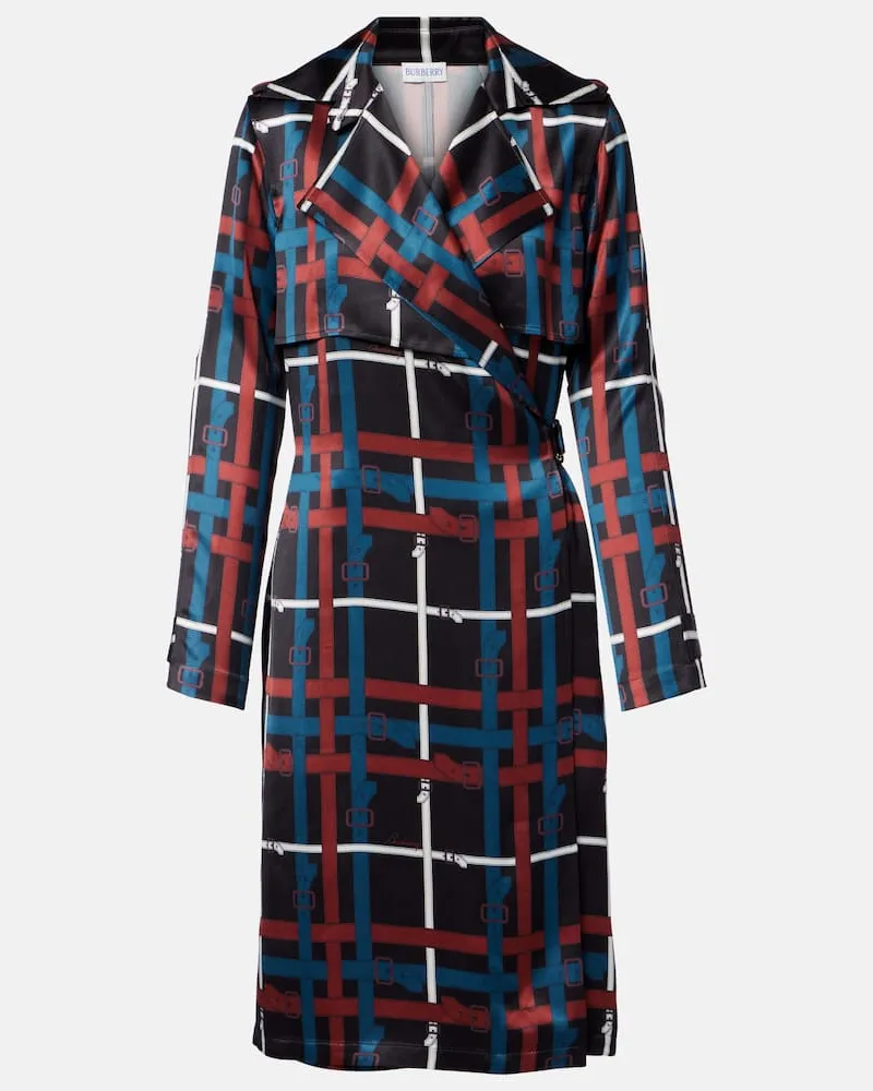 Burberry Wickelkleid Belt Check aus Crêpe Multicolor