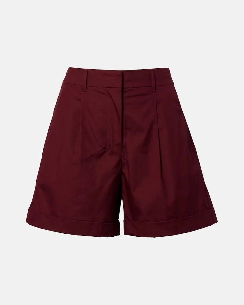 Max Mara Shorts aus Baumwollpopeline Burgunderrot