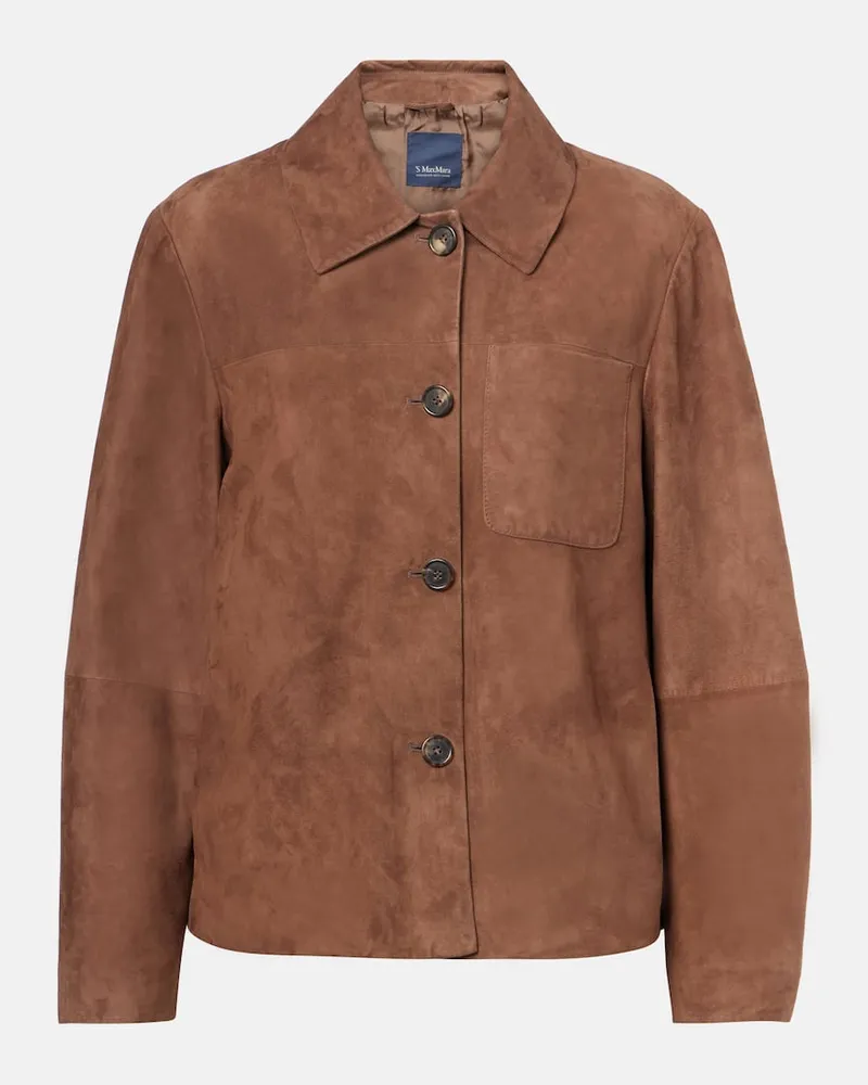 Max Mara Hemdjacke aus Veloursleder Braun