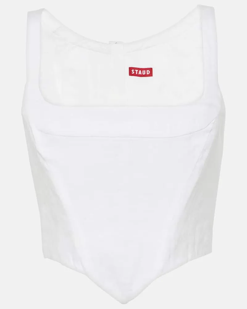 STAUD Bustier-Top aus Leinen Weiß