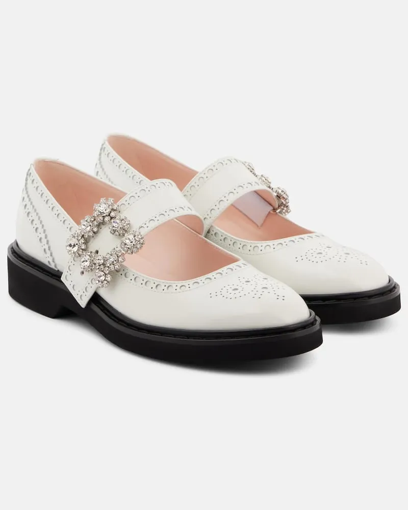 Roger Vivier Mary-Jane-Ballerinas Viv’ Rangers Flower Weiß