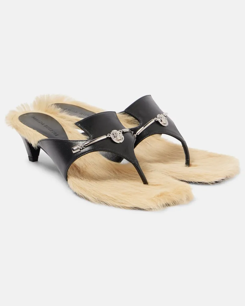 Magda Butrym Sandalen aus Leder mit Shearling Schwarz