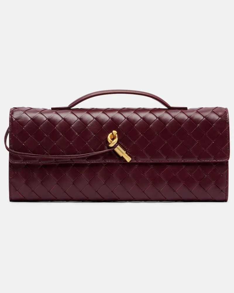Bottega Veneta Clutch Andiamo Intrecciato aus Leder Burgunderrot