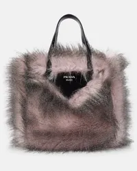 Prada Tote aus Faux Fur mit Leder Pink