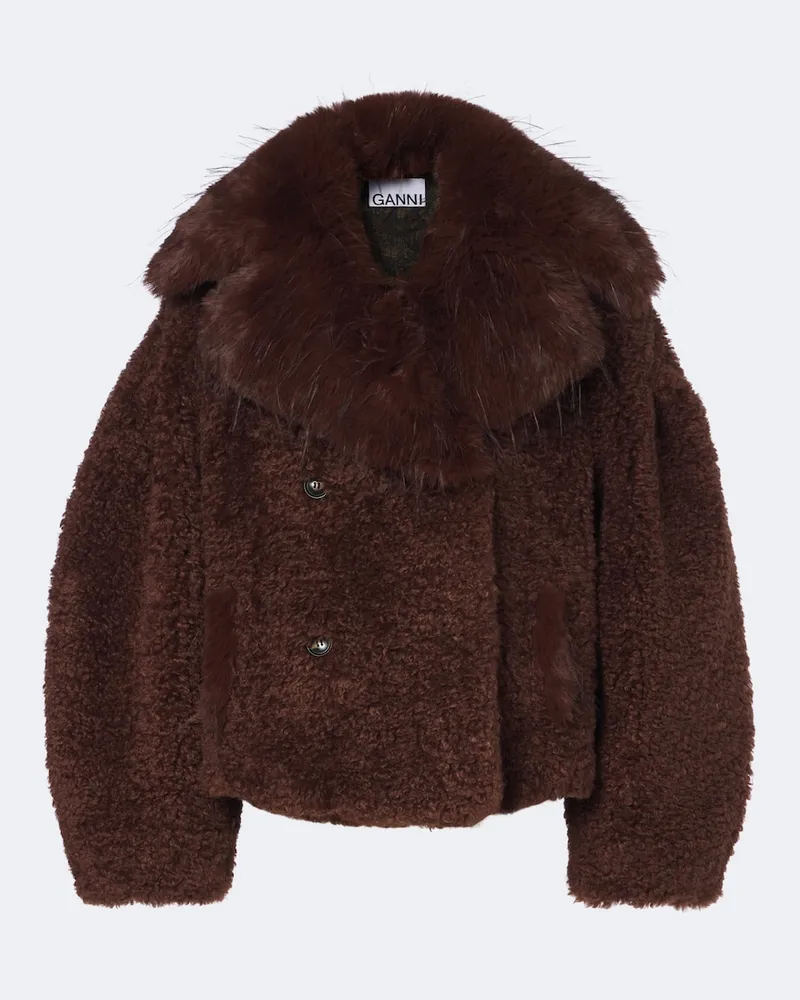Ganni Cabanjacke aus Teddyfleece Braun