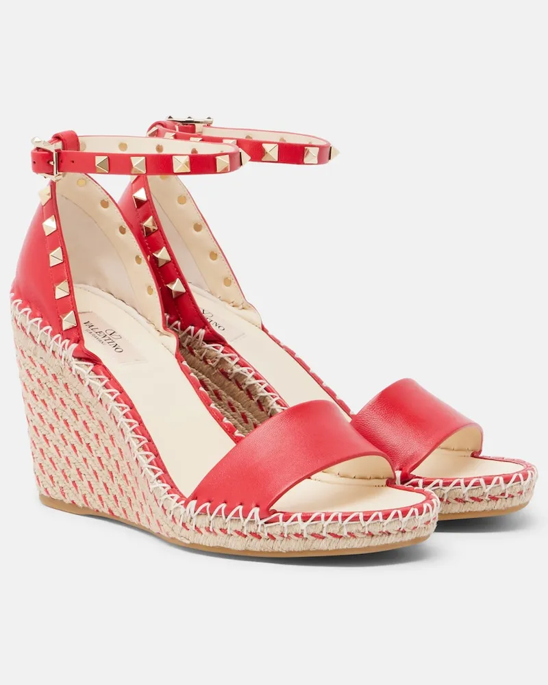 Valentino Garavani Espadrille-Sandalen Double Rockstud Rot